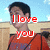 A four- shows a person in an orange shirt with red text overlays reading "I love you," "Almost as Much as," and "I hate you"