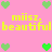 Pixelated pink background with green heart icons and yellow text reading "miisz. beautiful beautiful" repeated twice.