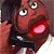 A split-screen animated buddy icon featuring a cartoon character on the left and green text on a dark background on the right, with visible pixelation and dithering effects.