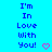 Blue background with repeated text "I'm In Love With You!" and pink heart symbols in a