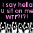 Pixelated text in pink and white on black background with repeated phrases and symbols.