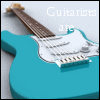 A turquoise electric guitar with white pickguard and brown neck appears in a of , each displaying the text "Guitarists are Sexy" in light gray and cursive fonts
