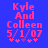Pixelated pink text on blue background reads 'Kyle And Colleen 5/1/07' with four asterisks below, two of which shift position between frames.