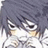 Pixelated anime-style character with dark blue hair, closed eyes, and light skin, wearing a white top with visible collar and chest area.