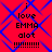 Red background with blue diamond pattern, black text reading 'i love EMMA alot !!!!!!!!!' in pixelated font