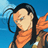 Pixelated static image of a character with long black hair and orange clothing against a blue background, likely from Dragon Ball Z.
