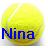 A pixelated yellow circular shape with a blue text label 'Nina' overlaid on the lower portion.