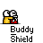 Animated contact sheet of 12 frames showing a pixel art buddy icon with yellow and gray stick figures in various poses, including hugs, gestures, and motion effects like sparks.