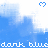 Pixelated blue and white background with repeating text 'dark bluedark bluedark blue' and small heart icons in corners.