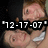 A pixelated image of a person with brown hair and light skin, showing two text overlays: '12-17-07' in the top-left and 'i love you' on the right side.