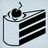 Pixelated cake slice with cherry on top, red text 'Cake is a lie' repeated across yellow background.
