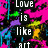 Pixelated text on a vibrant, chaotic background of pink, blue, green, yellow, and purple splatters.