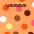 Pixelated orange background with scattered colored dots and text reading 'ummm the name is christine!!!'