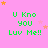 Pink background with green text reading "U Kno you Luv Me!!" repeated in a , surrounded by orange and pink stars