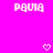 Pixelated text 'PAULA' appears twice on a bright pink background with two white heart symbols below.