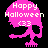 Pixelated skull icon with 'Happy Halloween <33' text, displaying three color variations of the same design.