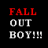 Pixelated text 'FALL OUT BOY!!!' in red and white on black background with gray , showing animation changes across frames