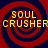 Four identical pixelated spiral patterns with yellow text reading SOUL CRUSHER overlaid on red and dark blue concentric circles.