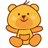 Pixelated yellow teddy bear icon with brown accents, seated pose, and pink blush marks on cheeks.
