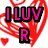 Red heart pattern background with pink and black text forming 'I LUV A C H E L' in a