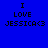 Blue background with black text reading "I LOVE JESSICA<3" in multiple , some with red rectangular overlays on text or background