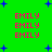 Green background with blue star shapes and repeated pink 'EMILY' text in a pattern
