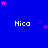 Blue background with pink stars and repeated white text "Nica" in a pattern