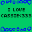 Green background with blue pixelated shapes and repeated text "I LOVE CASSIE<333" in black pixelated font.