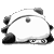 A black-and-white cartoon panda with a rounded body and dark limbs sits in a of , its eyes and mouth changing expression across the sequence