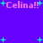 Purple background with pink text 'Celina!!' repeated four times and scattered green plus signs.