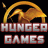 Pixelated icon featuring a golden mockingjay silhouette above 'HUNGER GAMES' text on a black background.