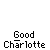 Animated sequence showing progressive pixelation and distortion of 'Good Charlotte' text beneath stylized 'GC' logo, transitioning from clear to abstract lines.