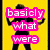 Yellow background with black silhouette figures holding a microphone, displaying text in pink, blue, and orange pixelated fonts.