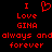 Red pixelated text and a heart symbol on black background, repeated twice side-by-side.