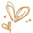 Pixelated orange heart drawings on white and solid orange backgrounds with scattered text fragments.
