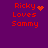 Purple background with red pixelated text 'Ricky Loves Sammy' and animated heart or starburst symbols replacing the period after 'Ricky' in different frames.