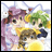 A 48x48 pixel buddy icon featuring a split design with anime-style characters on the left and text on the right, displayed as part of an animated contact sheet.