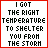A 5x4 contact sheet of animated frames showing a text-based icon with changing letter colors in 'I GOT THE RIGHT TEMPERATURE TO SHELTER YOU FROM THE STORM' across multiple sampled frames.