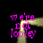 Animated icon with repeated text 'we're not lonely' in purple pixelated font, framed by yellow glowing arches on black background.