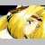 Pixelated yellow and white cartoon fish with brown accents, dark eyes, and a rounded body, set against a light background.
