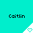 Caitlin text appears above a white triangular shape with a cyan heart symbol on a teal background.