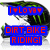 Pixelated image with blue rectangular text boxes containing red text: 'I ❤️ LOVE' above 'DIRT BIKE RIDING!', set against a blurred background with green and black elements.