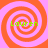 Four orange and pink spiral patterns arranged in a with green text reading 'Lauren' on each spiral