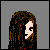 A 4-frame pixel art contact sheet showing a gothic-styled character with long brown hair, black clothing, and red text reading "Goths Rule" on the bottom-right frame.
