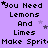 Purple background with black text repeating 'You Need Lemons And Limes Make Sprit' and small gray stars scattered throughout.