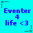 Cyan background with purple text reading 'Eenter 4 life <3' and alternating star icons at corners.