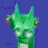 Green dragon head with pointed ears and red-and-yellow cheek spots against blue background, animated sequence showing facial expression changes.