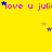 Yellow background with repeated pink text 'love u juli' and scattered blue and yellow stars in a pixelated style.