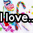 A four- shows a colorful 'I love' text with candy canes, a beach ball on sand, silhouettes jumping at the shore, and a bicycle wheel with flowers