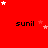 Red background with repeated 'sunil' text and scattered white/pink stars in a pattern